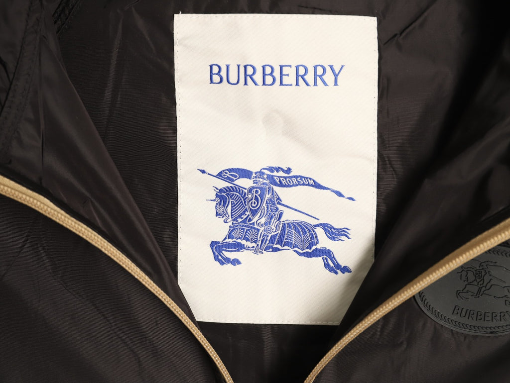Burberry Check-Trim Hooded Zip-Up Jacket - Dark Brown