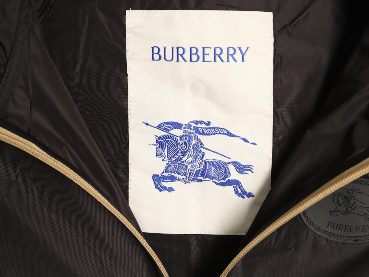 Burberry Check-Trim Hooded Zip-Up Jacket - Dark Brown