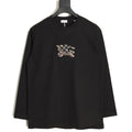 Burberry Check-Pattern Horse Emblem Long-Sleeve Shirt - Black
