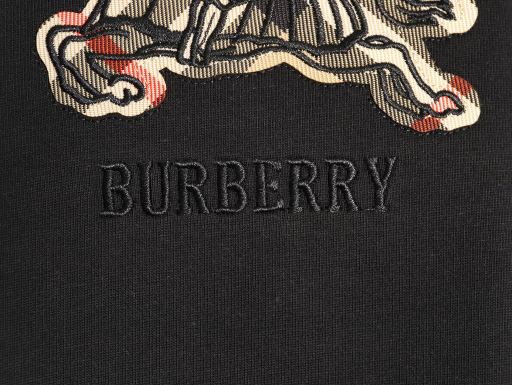 Burberry Check-Pattern Horse Emblem Long-Sleeve Shirt - Black