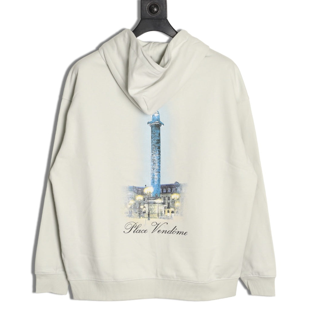 Balenciaga Vogue-Print Tower Graphic Hoodie - Ivory