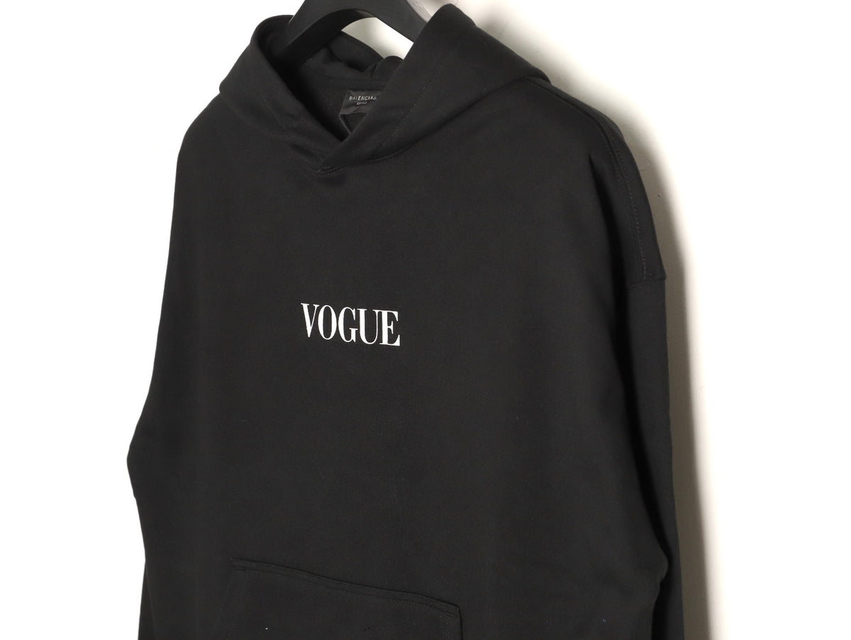Balenciaga Vogue-Print Tower Graphic Hoodie - Black