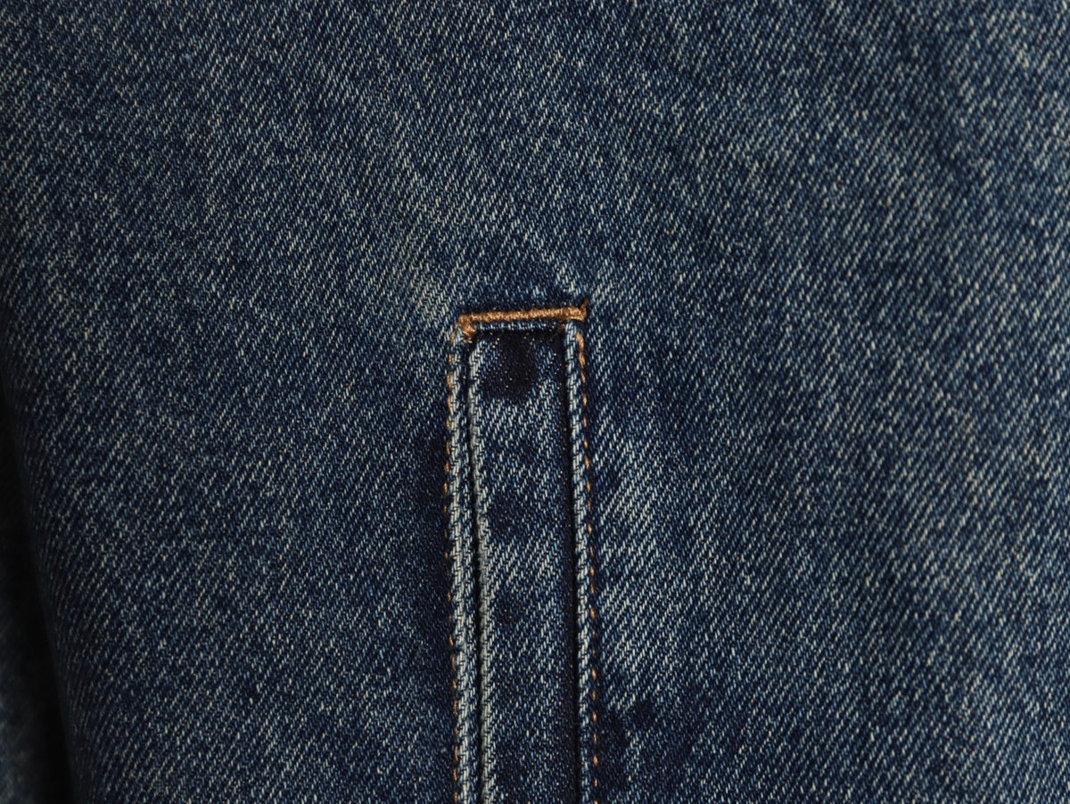 Prada Triangle-Logo Washed Zip-Up Denim Jacket - Dark Blue