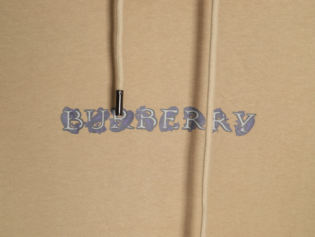 Burberry 25FW Logo-Print Full-Zip Hoodie - Beige