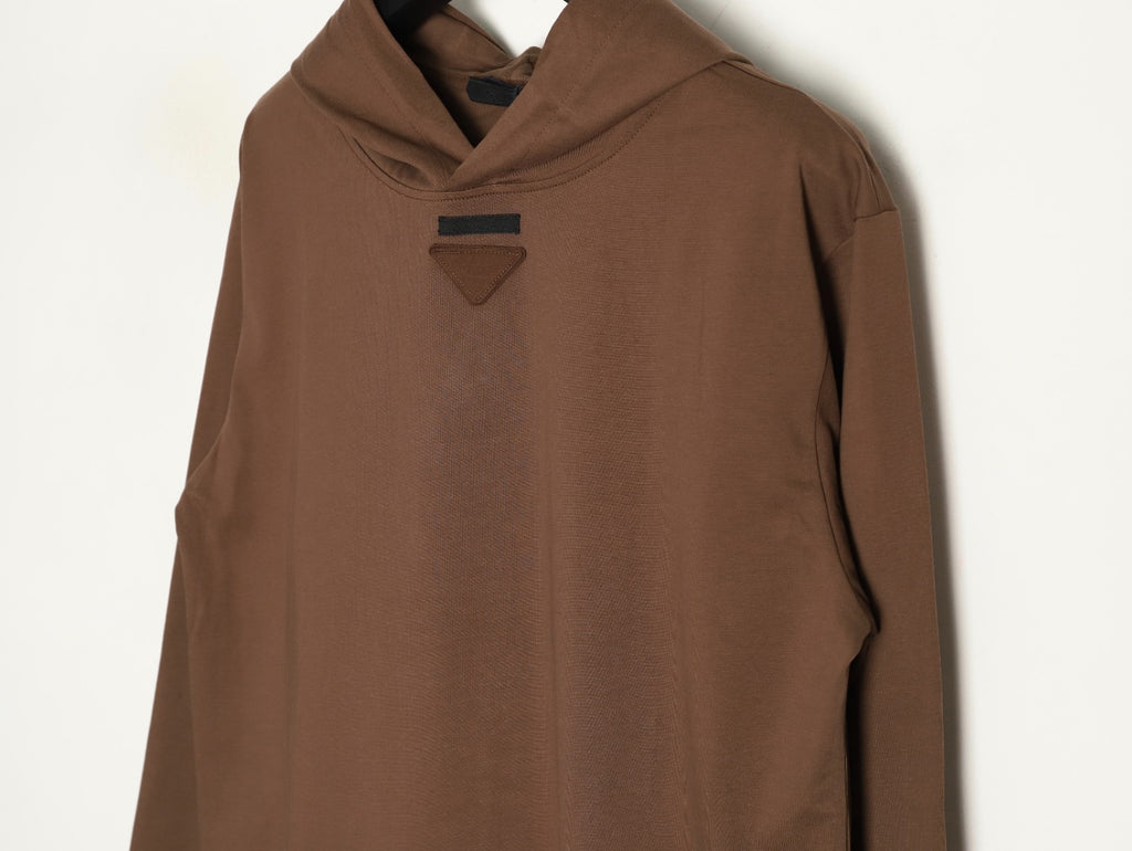 Prada PRD Neck-Label Relaxed Pullover Hoodie - Brown