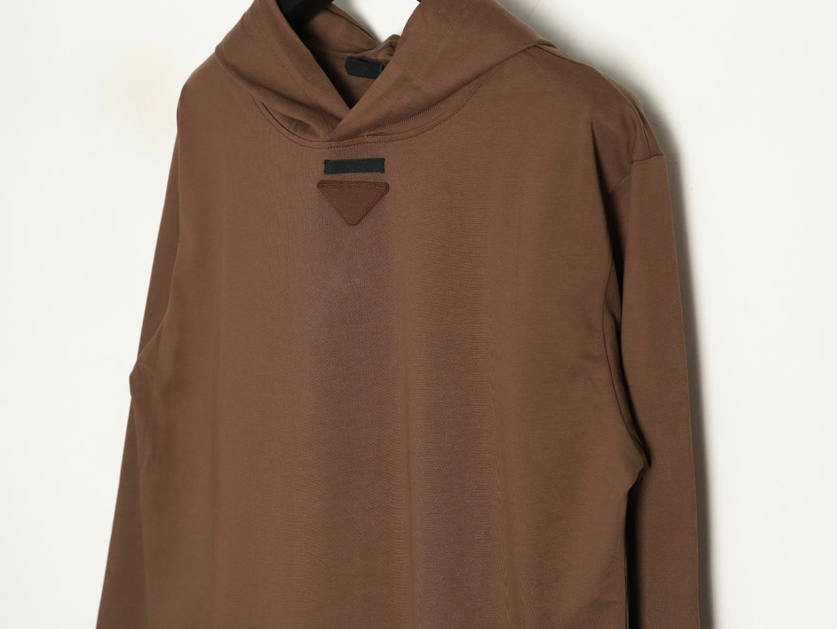 Prada PRD Neck-Label Relaxed Pullover Hoodie - Brown