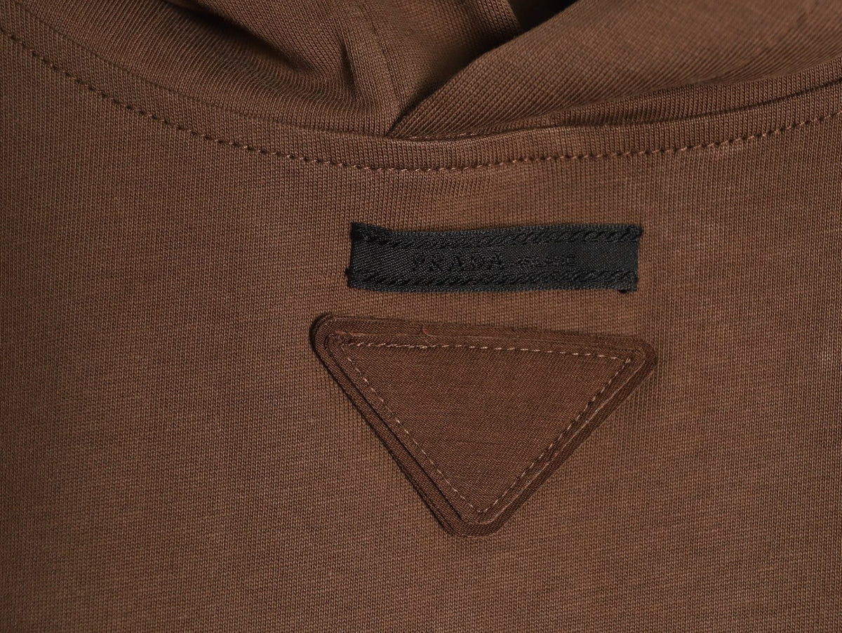 Prada PRD Neck-Label Relaxed Pullover Hoodie - Brown