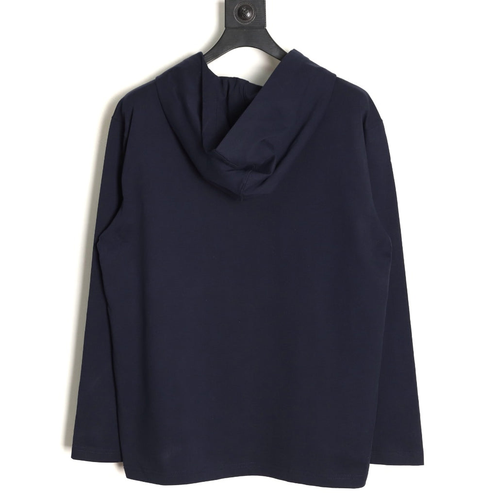 Prada PRD Neck-Label Relaxed Pullover Hoodie - Navy