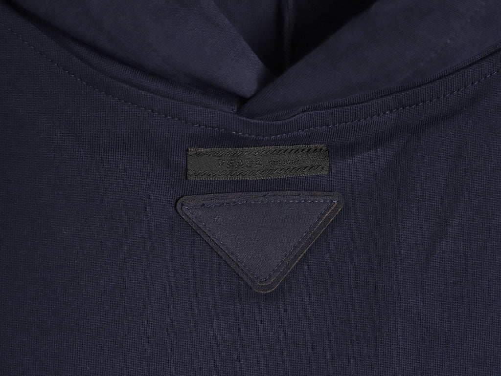 Prada PRD Neck-Label Relaxed Pullover Hoodie - Navy