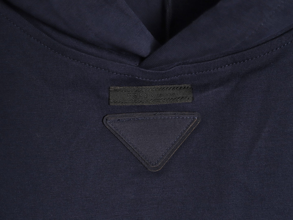 Prada PRD Neck-Label Relaxed Pullover Hoodie - Navy