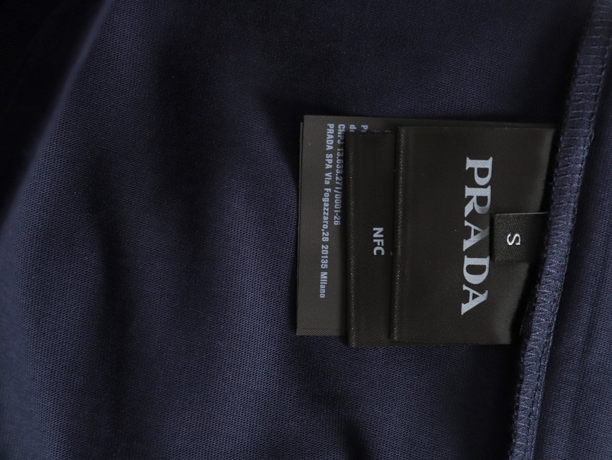 Prada PRD Neck-Label Relaxed Pullover Hoodie - Navy