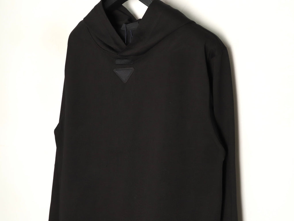Prada PRD Neck-Label Relaxed Pullover Hoodie - Black