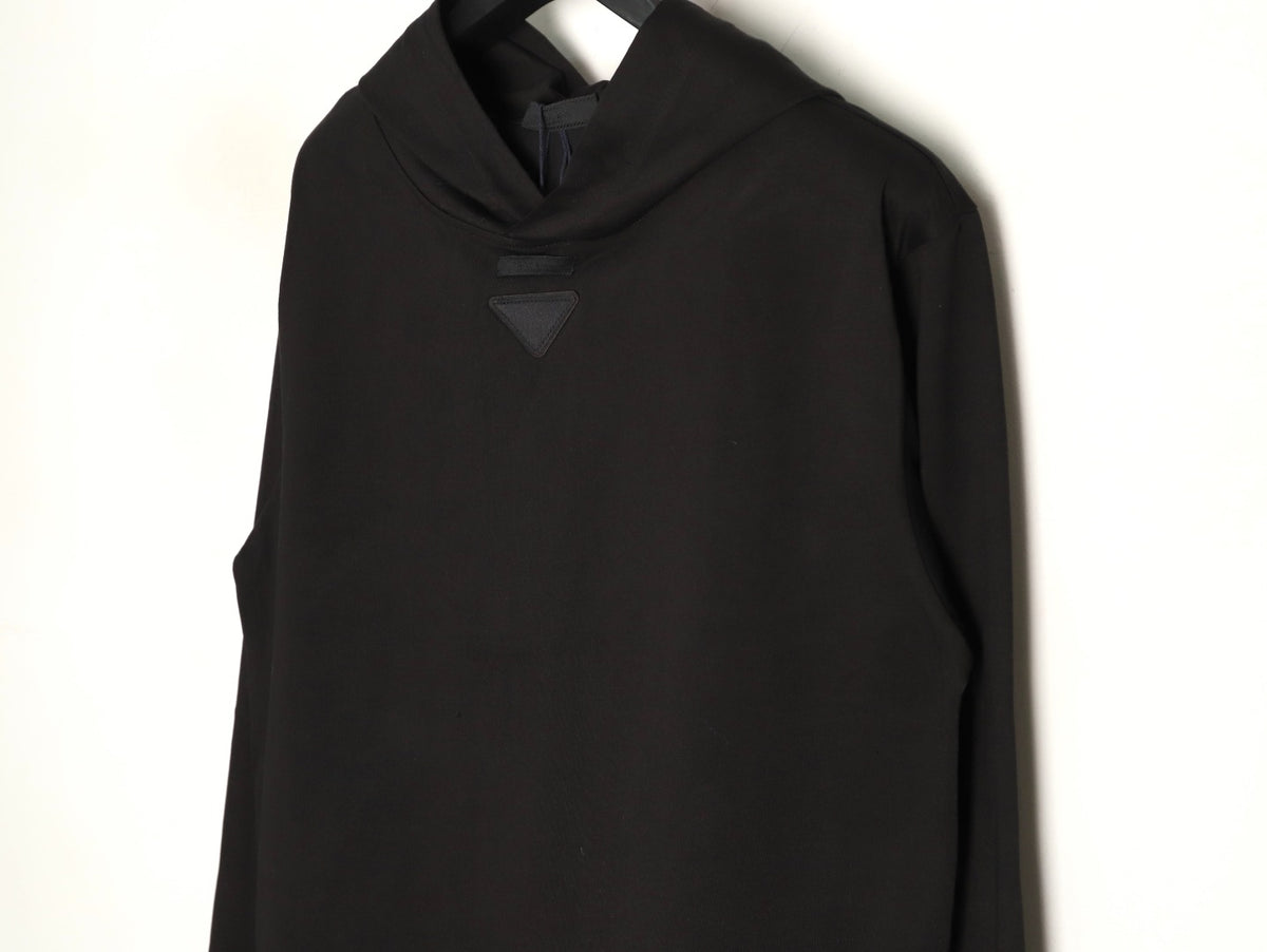 Prada PRD Neck-Label Relaxed Pullover Hoodie - Black