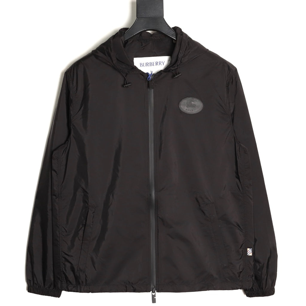 Burberry Equestrian Emblem Hooded Zip Jacket - Black