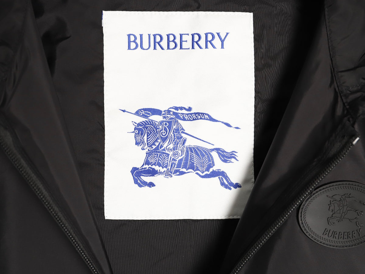 Burberry Equestrian Emblem Hooded Zip Jacket - Black