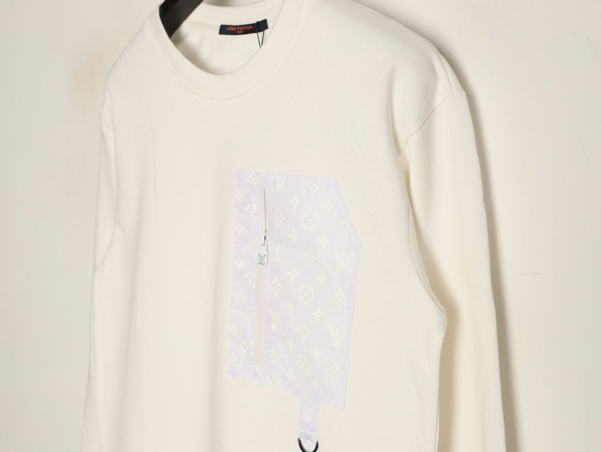 Louis Vuitton Zipper-Pocket Crewneck Sweatshirt - Cream