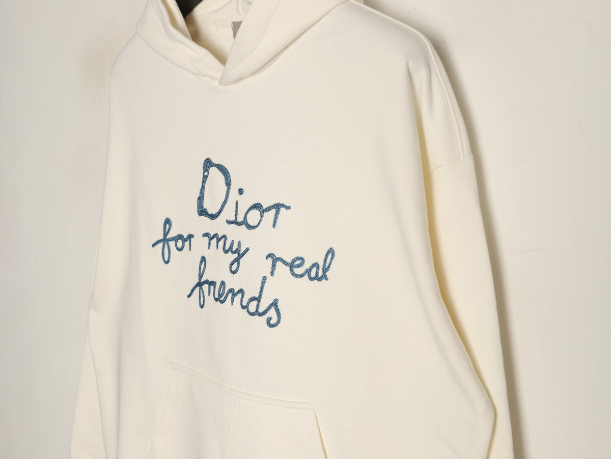 Dior “For My Real Friends” Slogan Hoodie - Cream