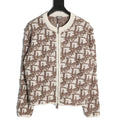 Dior CD Oblique Pattern Zip-Front Knit Cardigan - Beige