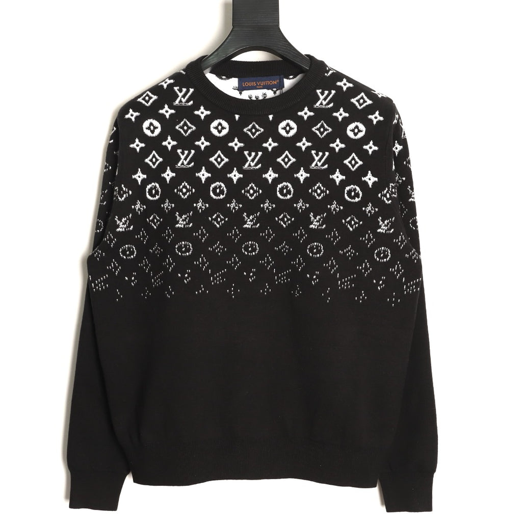 Louis Vuitton Monogram-Style Gradient Crewneck Sweater - Black