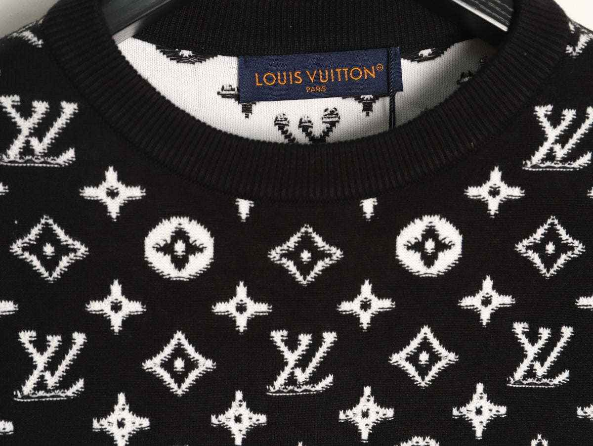 Louis Vuitton Monogram-Style Gradient Crewneck Sweater - Black