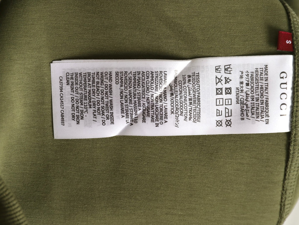 Gucci Small-Slogan Full-Zip Hoodie - Olive Green
