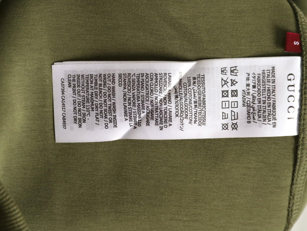 Gucci Small-Slogan Full-Zip Hoodie - Olive Green
