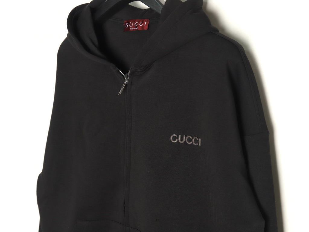 Gucci Small-Logo Full-Zip Hoodie - Black