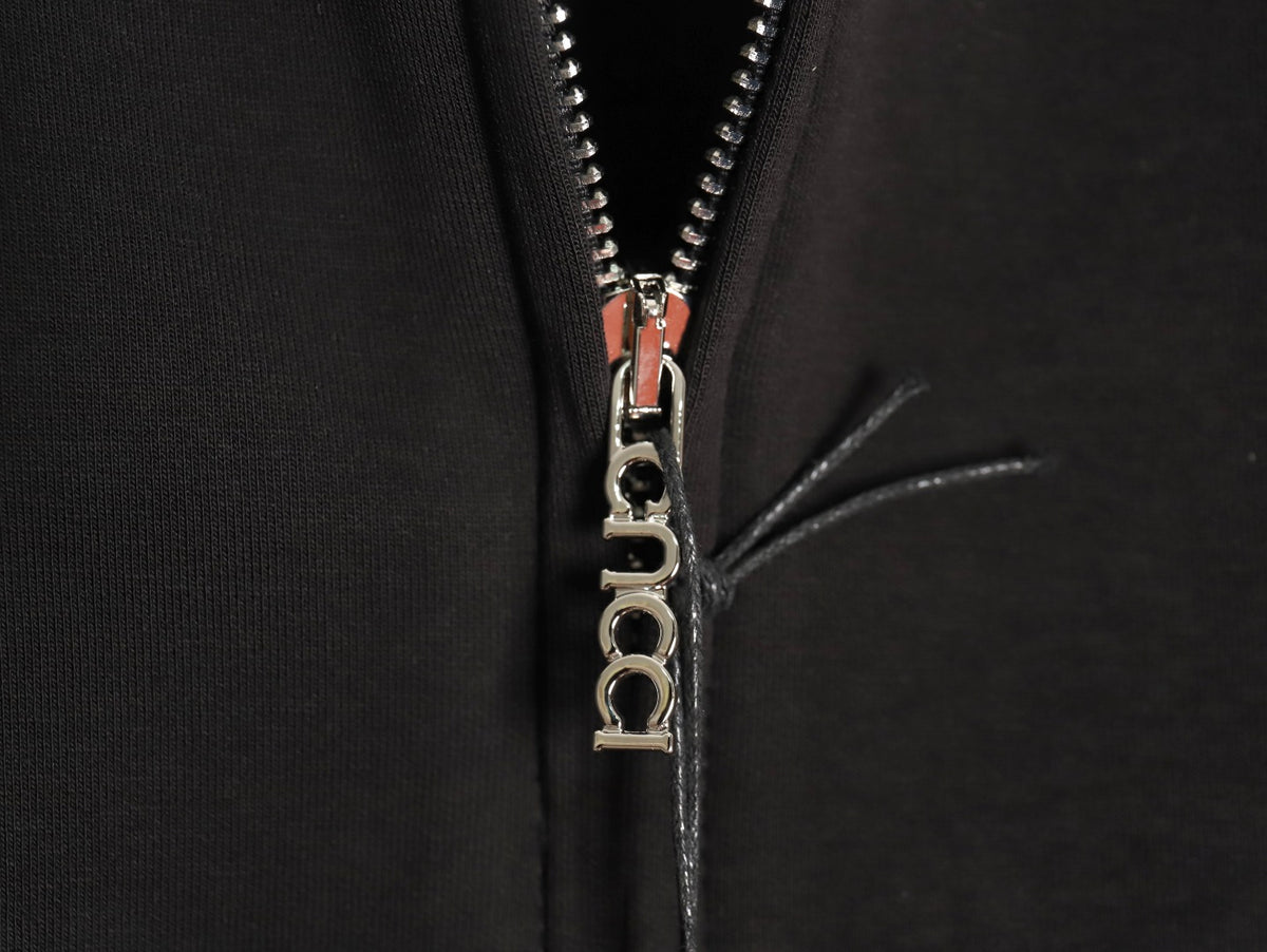 Gucci Small-Logo Full-Zip Hoodie - Black