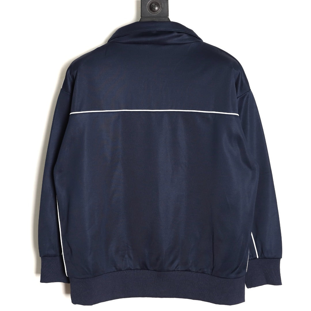 Gucci Contrast-Line Half-Zip Stand-Collar Jacket - Navy