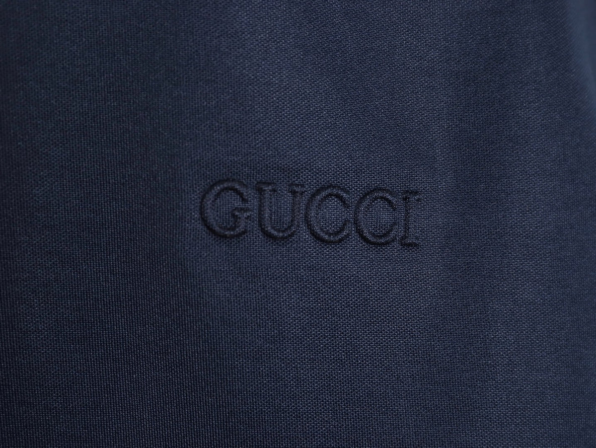 Gucci Contrast-Line Half-Zip Stand-Collar Jacket - Navy