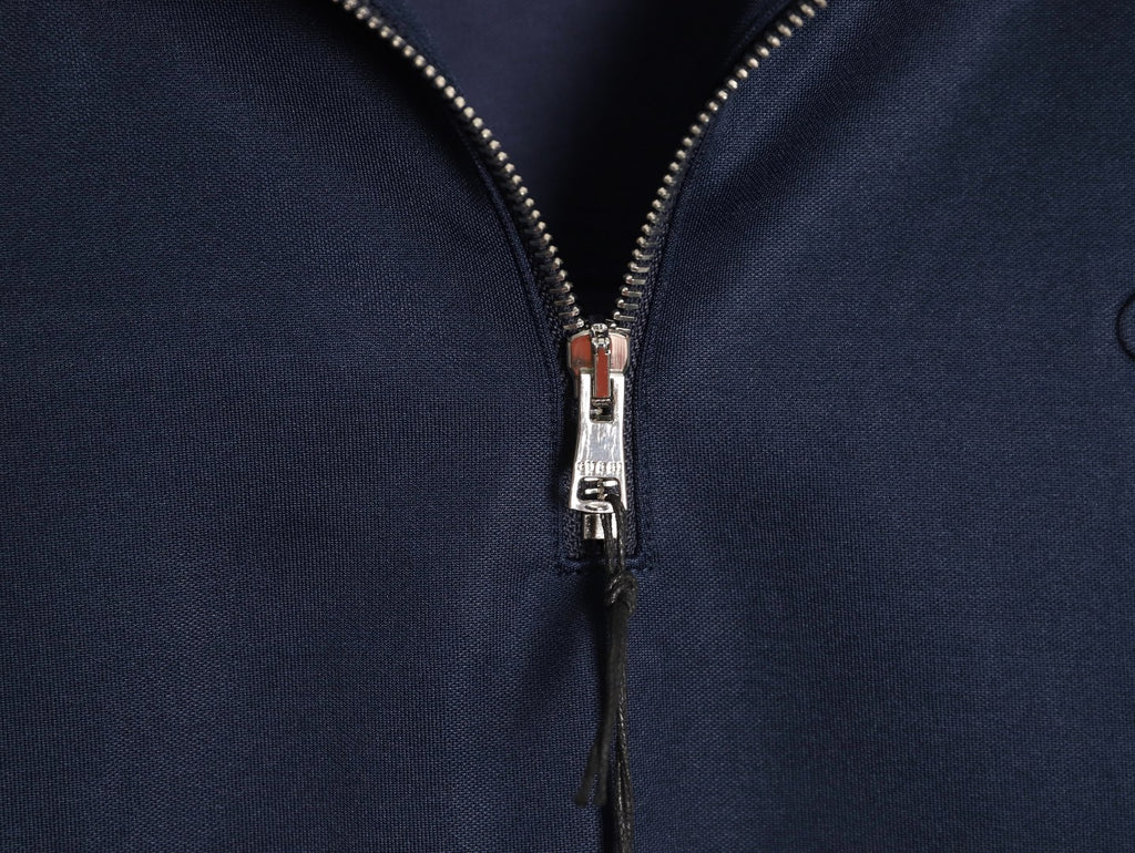 Gucci Contrast-Line Half-Zip Stand-Collar Jacket - Navy