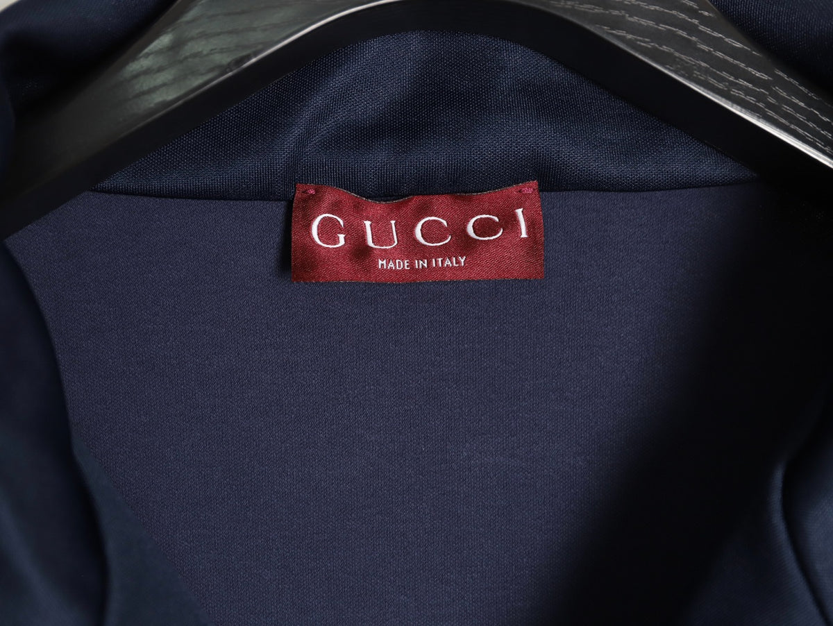 Gucci Contrast-Line Half-Zip Stand-Collar Jacket - Navy