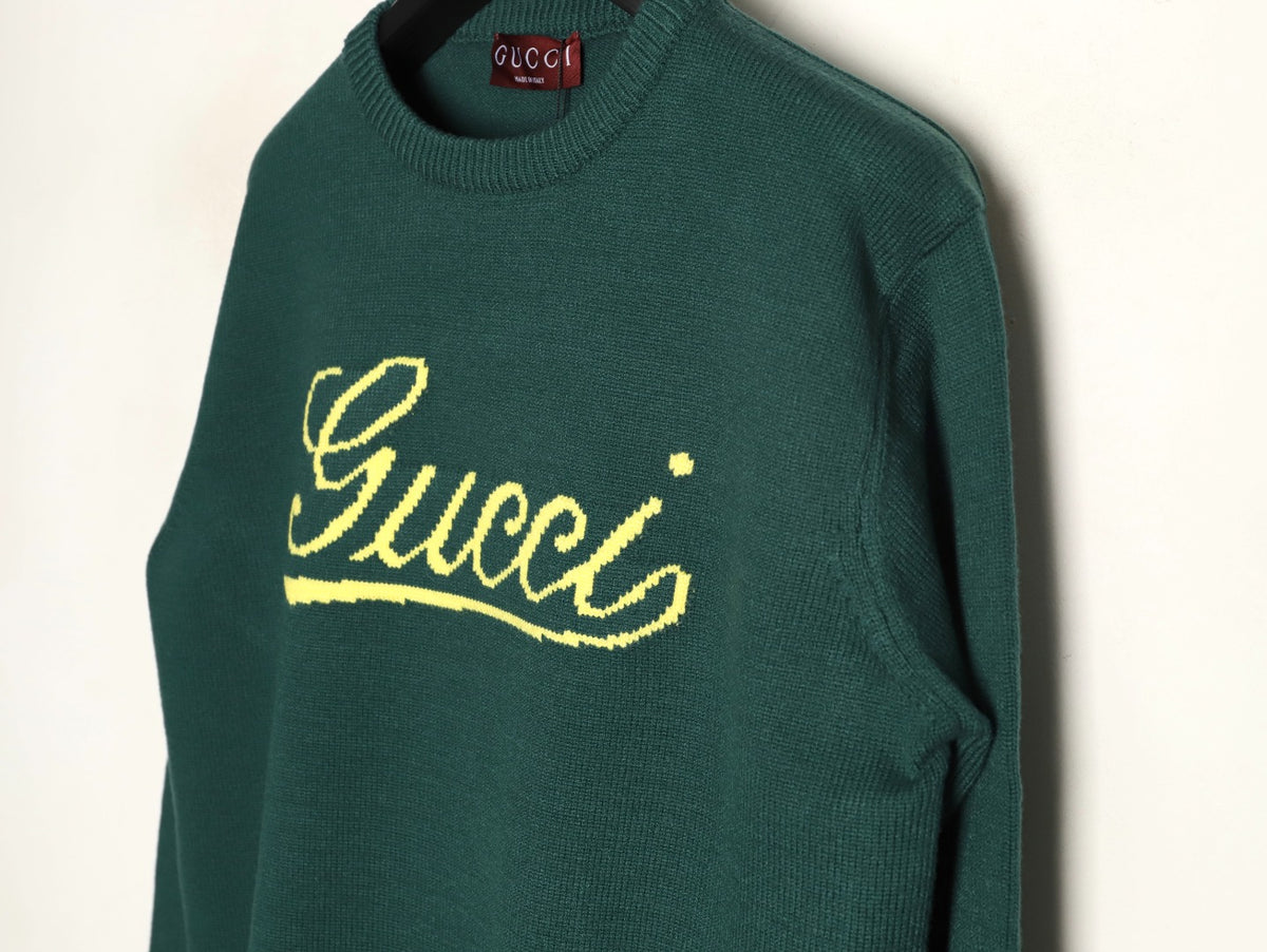 Gucci Signature-Logo Crewneck Sweater - Forest Green