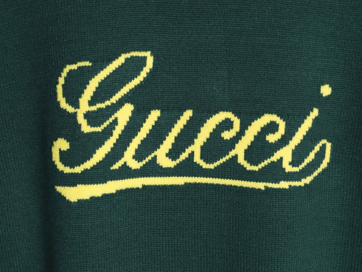 Gucci Signature-Logo Crewneck Sweater - Forest Green