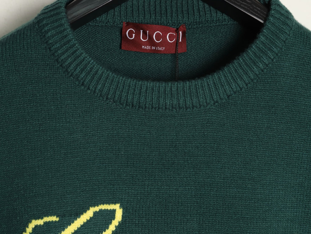 Gucci Signature-Logo Crewneck Sweater - Forest Green