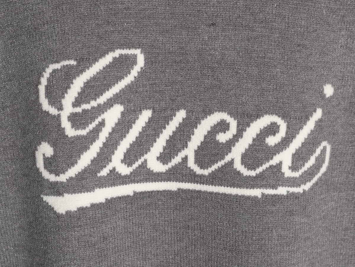 Gucci Signature-Logo Crewneck Sweater - Grey