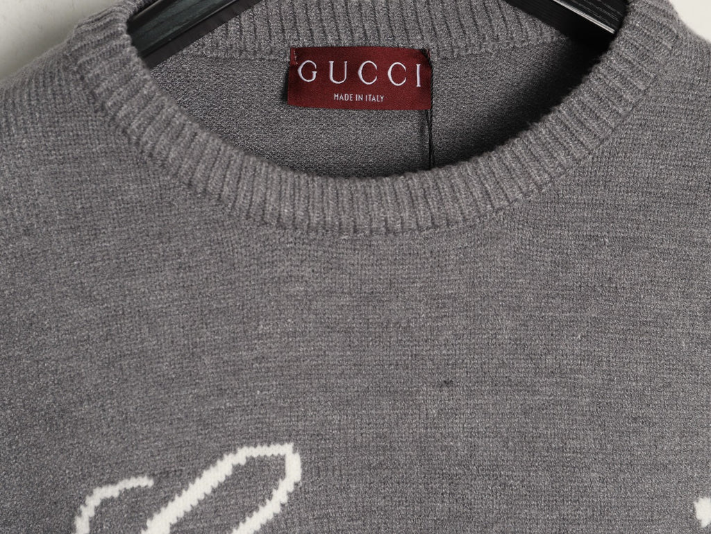 Gucci Signature-Logo Crewneck Sweater - Grey