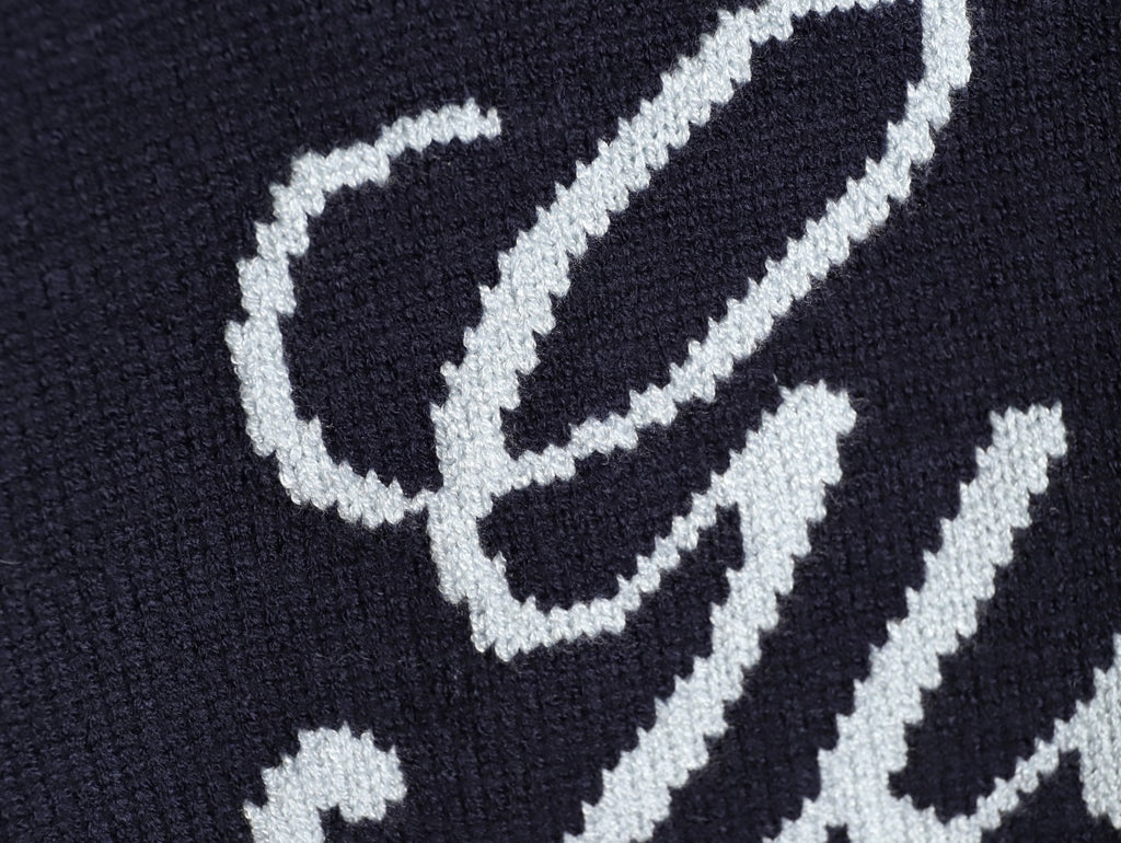 Gucci Signature-Logo Crewneck Sweater - Navy