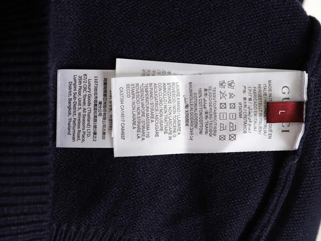 Gucci Signature-Logo Crewneck Sweater - Navy