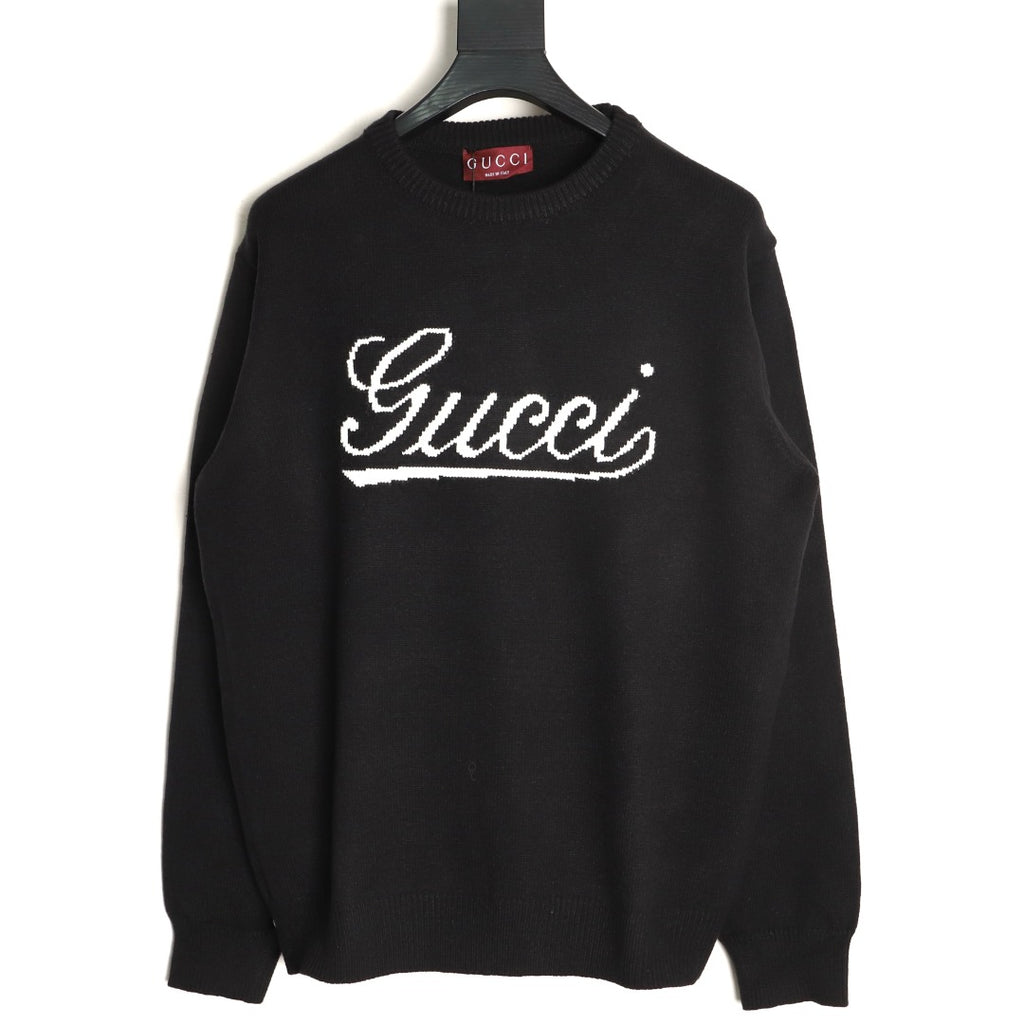 Gucci Signature-Logo Crewneck Sweater - Black