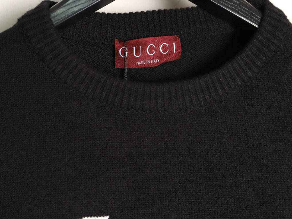 Gucci Signature-Logo Crewneck Sweater - Black