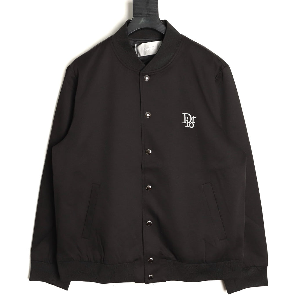 Dior Floral-Detail Back-Logo Varsity Jacket - Black