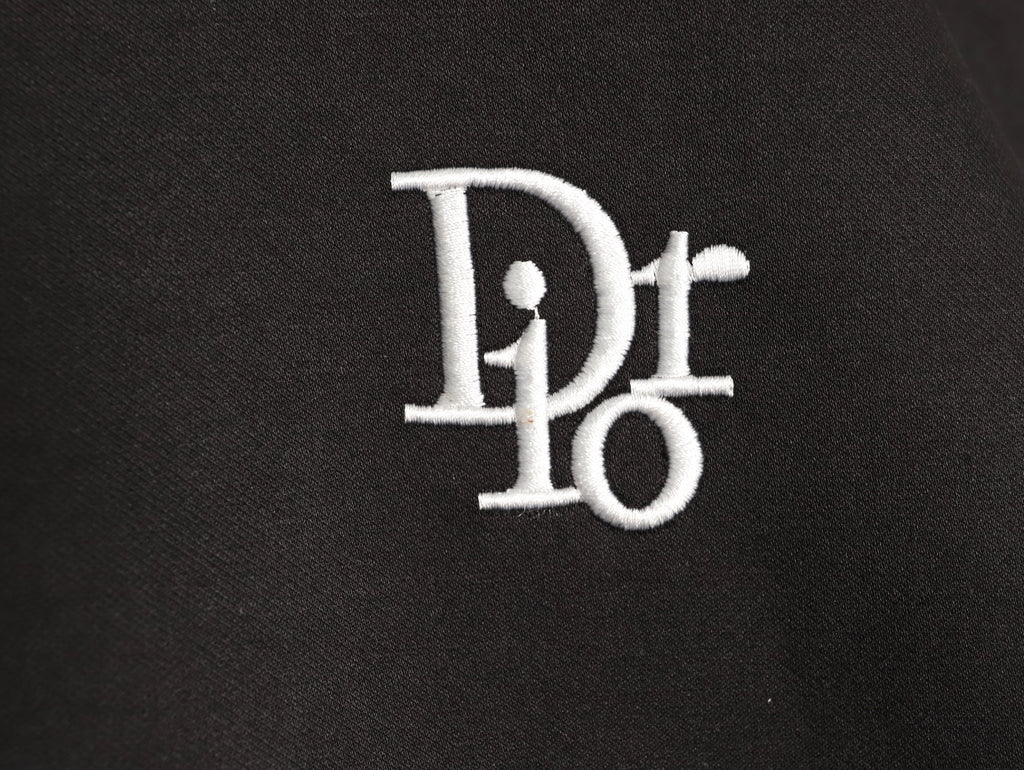 Dior Floral-Detail Back-Logo Varsity Jacket - Black