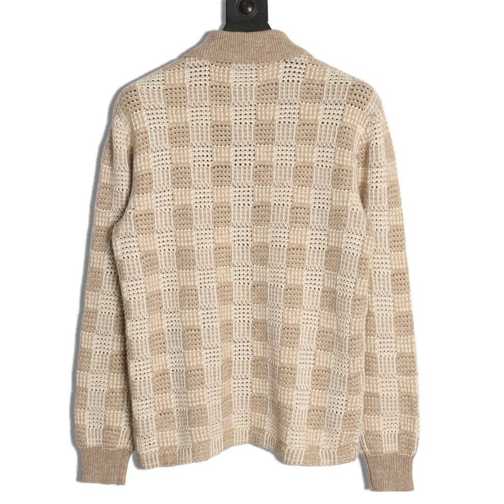 Louis Vuitton Checkered Jacquard Knit Cardigan
