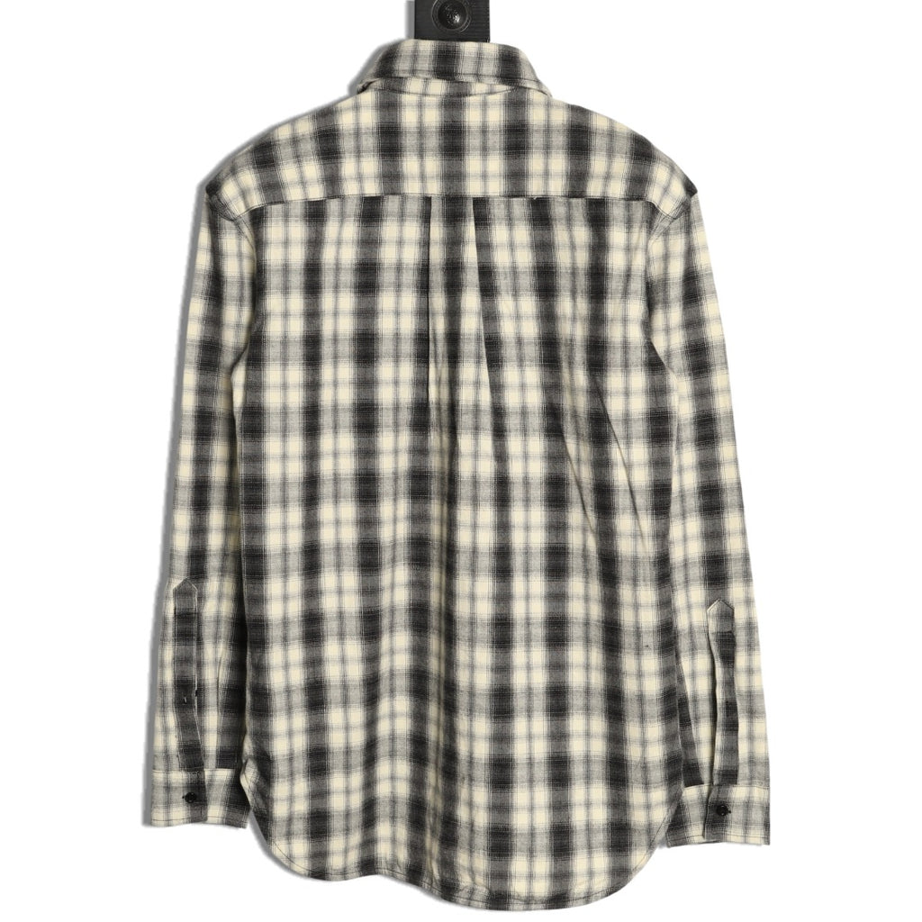Balenciaga BLCG Embroidered Plaid Long-Sleeve Shirt