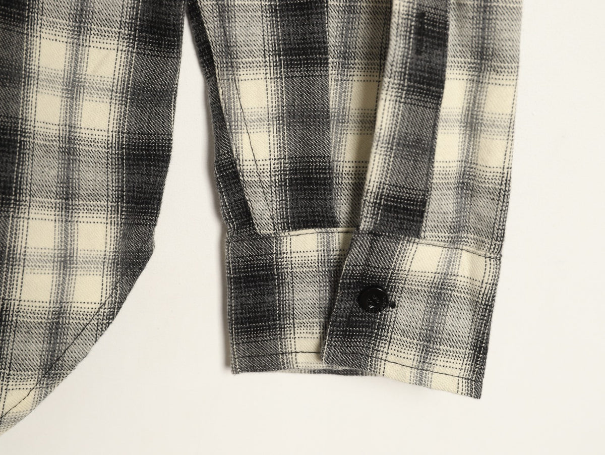 Balenciaga BLCG Embroidered Plaid Long-Sleeve Shirt