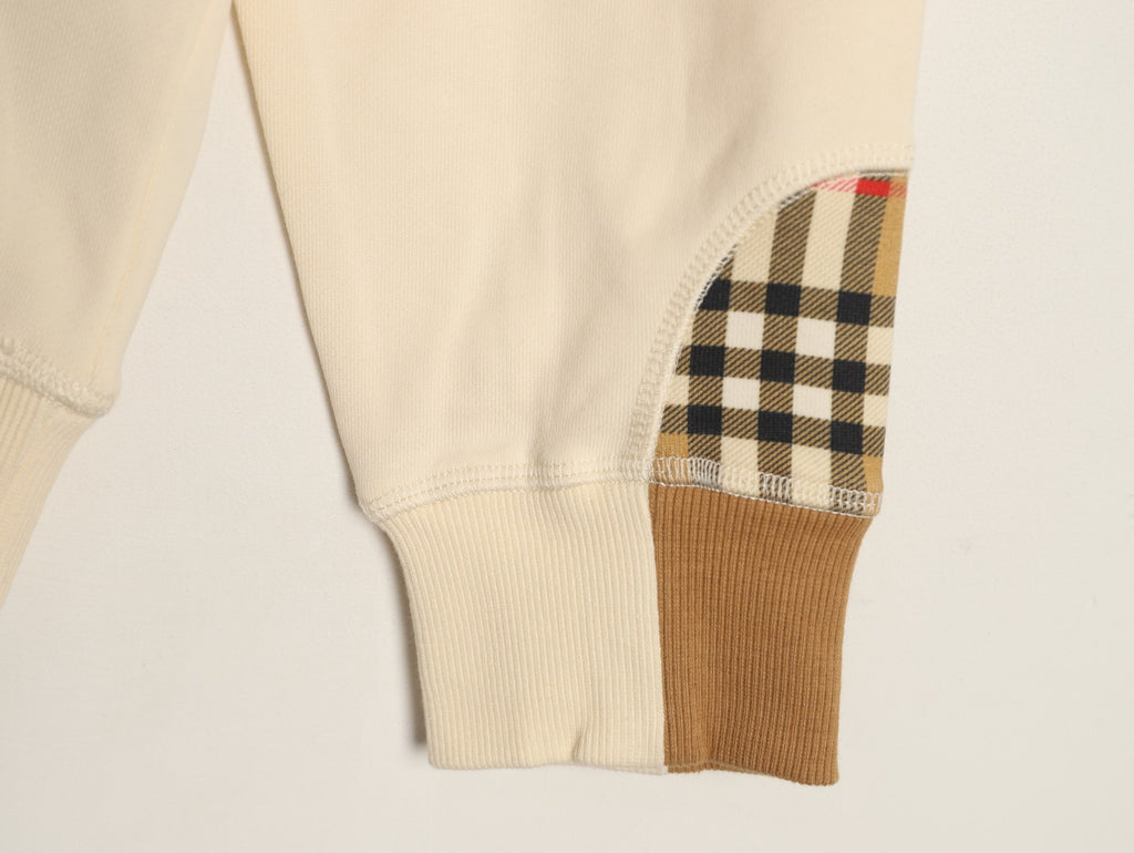Burberry Check-Trim Embroidered Pocket Crewneck Sweatshirt