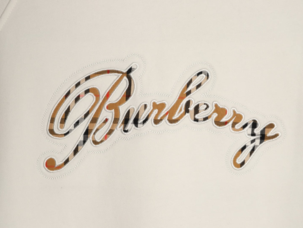 Burberry 26FW Signature Embroidered Check-Panel Crewneck Sweatshirt