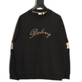 Burberry 26FW Black Signature Embroidered Check-Panel Crewneck Sweatshirt