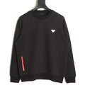 Prada Black Triangle-Detail Crewneck Sweatshirt with Red Silicone Trim